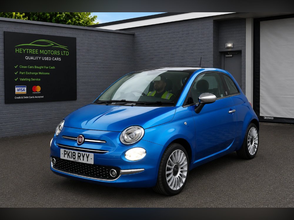 Blue Fiat 500 1.2 Mirror Hatchback 3dr Petrol Manual Euro 6 s/s 69 bhp